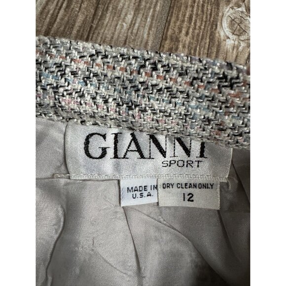 Vintage Gianni Skirt Womens Drop Waist Pleated Front Pencil 12 Tweed Midi Preppy - Picture 5 of 6